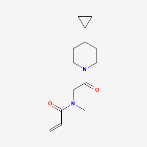 molecular formula C14H22N2O2 B2590515 N-[2-(4-Cyclopropylpiperidin-1-yl)-2-oxoethyl]-N-methylprop-2-enamide CAS No. 2202324-49-8