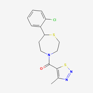 molecular formula C15H16ClN3OS2 B2590519 (7-(2-Chlorophenyl)-1,4-thiazepan-4-yl)(4-methyl-1,2,3-thiadiazol-5-yl)methanone CAS No. 1797573-57-9