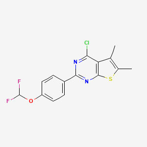 molecular formula C15H11ClF2N2OS B2590520 4-氯-2-[4-(二氟甲氧基)苯基]-5,6-二甲基噻吩[2,3-d]嘧啶 CAS No. 885460-87-7