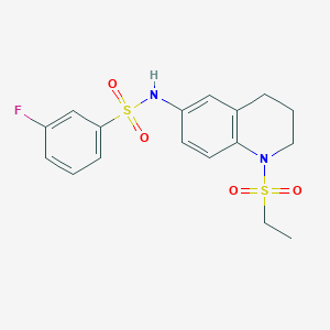 molecular formula C17H19FN2O4S2 B2590535 N-(1-(ethylsulfonyl)-1,2,3,4-tetrahydroquinolin-6-yl)-3-fluorobenzenesulfonamide CAS No. 946241-98-1