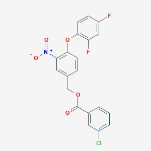 molecular formula C20H12ClF2NO5 B2590539 [4-(2,4-Difluorophenoxy)-3-nitrophenyl]methyl 3-chlorobenzoate CAS No. 338960-94-4