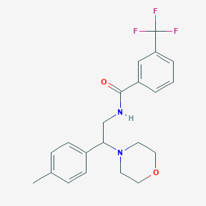 molecular formula C21H23F3N2O2 B2590552 N-(2-morpholino-2-(p-tolyl)ethyl)-3-(trifluoromethyl)benzamide CAS No. 899744-76-4