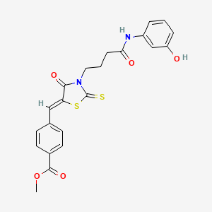 (Z)-methyl 4-((3-(4-((3-hydroxyphenyl)amino)-4-oxobutyl)-4-oxo-2-thioxothiazolidin-5-ylidene)methyl)benzoate