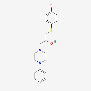molecular formula C19H23FN2OS B2590570 1-[(4-Fluorophenyl)sulfanyl]-3-(4-phenylpiperazino)-2-propanol CAS No. 338421-71-9