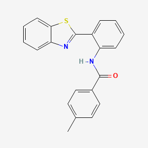 molecular formula C21H16N2OS B2590589 N-[2-(1,3-benzothiazol-2-yl)phenyl]-4-methylbenzamide CAS No. 313959-44-3