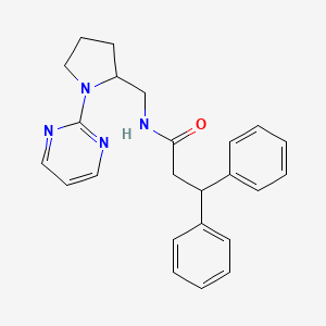molecular formula C24H26N4O B2590597 3,3-diphenyl-N-{[1-(pyrimidin-2-yl)pyrrolidin-2-yl]methyl}propanamide CAS No. 2097914-57-1