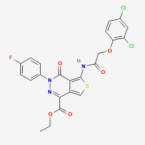 molecular formula C23H16Cl2FN3O5S B2590600 Ethyl 5-(2-(2,4-dichlorophenoxy)acetamido)-3-(4-fluorophenyl)-4-oxo-3,4-dihydrothieno[3,4-d]pyridazine-1-carboxylate CAS No. 851949-67-2