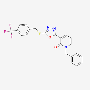 1-Benzyl-3-[5-[[4-(trifluoromethyl)phenyl]methylsulfanyl]-1,3,4-oxadiazol-2-yl]pyridin-2-one