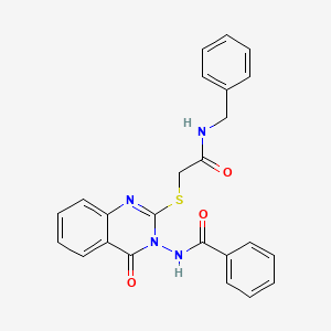 molecular formula C24H20N4O3S B2590617 N-[2-[2-(benzylamino)-2-oxoethyl]sulfanyl-4-oxoquinazolin-3-yl]benzamide CAS No. 443353-75-1