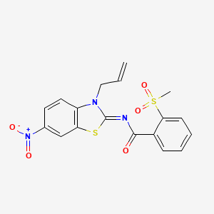 molecular formula C18H15N3O5S2 B2590633 (Z)-N-(3-allyl-6-nitrobenzo[d]thiazol-2(3H)-ylidene)-2-(methylsulfonyl)benzamide CAS No. 896277-58-0