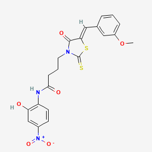 N-(2-hydroxy-4-nitrophenyl)-4-[(5Z)-5-[(3-methoxyphenyl)methylidene]-4-oxo-2-sulfanylidene-1,3-thiazolidin-3-yl]butanamide