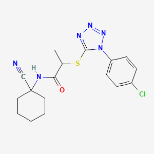 molecular formula C17H19ClN6OS B2590640 2-[1-(4-chlorophenyl)tetrazol-5-yl]sulfanyl-N-(1-cyanocyclohexyl)propanamide CAS No. 849539-47-5