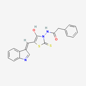 molecular formula C20H15N3O2S2 B2590654 N-[(5Z)-5-[(1H-indol-3-yl)methylidene]-4-oxo-2-sulfanylidene-1,3-thiazolidin-3-yl]-2-phenylacetamide CAS No. 1164456-59-0