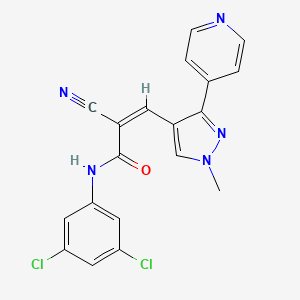 molecular formula C19H13Cl2N5O B2590674 (Z)-2-cyano-N-(3,5-dichlorophenyl)-3-(1-methyl-3-pyridin-4-ylpyrazol-4-yl)prop-2-enamide CAS No. 1390916-68-3