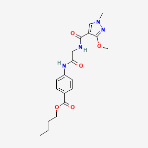 molecular formula C19H24N4O5 B2590684 butyl 4-(2-(3-methoxy-1-methyl-1H-pyrazole-4-carboxamido)acetamido)benzoate CAS No. 1351648-79-7