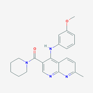 molecular formula C22H24N4O2 B2590692 (4-((3-Methoxyphenyl)amino)-7-methyl-1,8-naphthyridin-3-yl)(piperidin-1-yl)methanone CAS No. 1251563-64-0