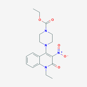 molecular formula C18H22N4O5 B2590698 Ethyl 4-(1-ethyl-3-nitro-2-oxo-1,2-dihydroquinolin-4-yl)piperazine-1-carboxylate CAS No. 874463-46-4