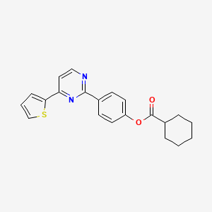 molecular formula C21H20N2O2S B2590704 4-[4-(2-Thienyl)-2-pyrimidinyl]phenyl cyclohexanecarboxylate CAS No. 477862-36-5