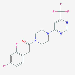 molecular formula C17H15F5N4O B2590705 2-(2,4-二氟苯基)-1-(4-(6-(三氟甲基)嘧啶-4-基)哌嗪-1-基)乙酮 CAS No. 2034262-21-8