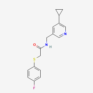 molecular formula C17H17FN2OS B2590708 N-((5-cyclopropylpyridin-3-yl)methyl)-2-((4-fluorophenyl)thio)acetamide CAS No. 2034232-98-7