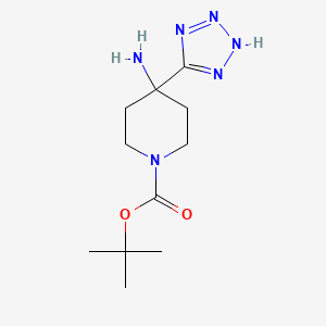 molecular formula C11H20N6O2 B2590711 Tert-butyl 4-amino-4-(2H-tetrazol-5-yl)piperidine-1-carboxylate CAS No. 1874211-56-9