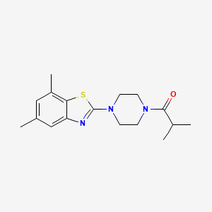 molecular formula C17H23N3OS B2590717 1-(4-(5,7-二甲基苯并[d]噻唑-2-基)哌嗪-1-基)-2-甲基丙酮 CAS No. 897483-29-3