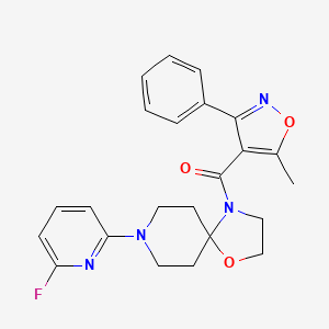 molecular formula C23H23FN4O3 B2590719 [8-(6-Fluoro-2-pyridinyl)-1-oxa-4,8-diazaspiro[4.5]dec-4-yl](5-methyl-3-phenyl-4-isoxazolyl)methanone CAS No. 303151-56-6