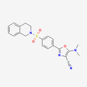 molecular formula C21H20N4O3S B2590722 2-(4-((3,4-dihydroisoquinolin-2(1H)-yl)sulfonyl)phenyl)-5-(dimethylamino)oxazole-4-carbonitrile CAS No. 941003-52-7