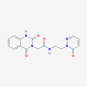 molecular formula C16H15N5O4 B2590727 2-(2,4-dioxo-1,2-dihydroquinazolin-3(4H)-yl)-N-(2-(6-oxopyridazin-1(6H)-yl)ethyl)acetamide CAS No. 1207008-51-2