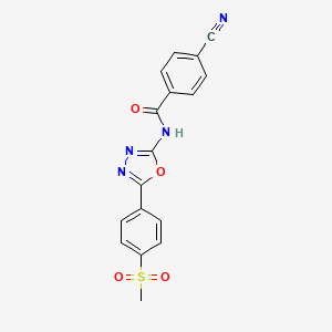 molecular formula C17H12N4O4S B2590729 4-氰基-N-[5-(4-甲磺酰苯基)-1,3,4-噁二唑-2-基]苯甲酰胺 CAS No. 886910-67-4