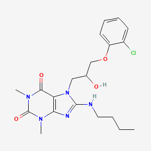 molecular formula C20H26ClN5O4 B2590732 8-(丁基氨基)-7-(3-(2-氯苯氧)-2-羟基丙基)-1,3-二甲基-1H-嘧啶-2,6(3H,7H)-二酮 CAS No. 1040668-01-6