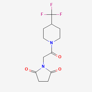 molecular formula C12H15F3N2O3 B2590734 1-{2-Oxo-2-[4-(trifluoromethyl)piperidin-1-yl]ethyl}pyrrolidine-2,5-dione CAS No. 2415583-48-9