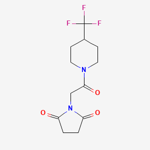 molecular formula C12H15F3N2O3 B2590734 1-[2-Oxo-2-[4-(trifluoromethyl)piperidin-1-yl]ethyl]pyrrolidine-2,5-dione CAS No. 2415583-48-9