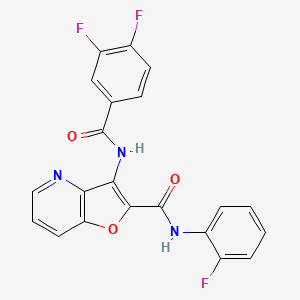 molecular formula C21H12F3N3O3 B2590740 3-(3,4-difluorobenzamido)-N-(2-fluorophenyl)furo[3,2-b]pyridine-2-carboxamide CAS No. 946370-20-3