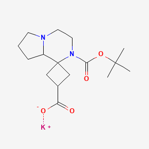 molecular formula C16H25KN2O4 B2590754 Potassium;2-[(2-methylpropan-2-yl)oxycarbonyl]spiro[3,4,6,7,8,8a-hexahydropyrrolo[1,2-a]pyrazine-1,3'-cyclobutane]-1'-carboxylate CAS No. 2248347-40-0