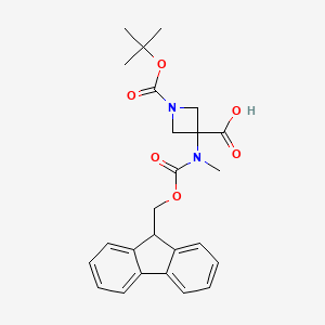 3-[9H-Fluoren-9-ylmethoxycarbonyl(methyl)amino]-1-[(2-methylpropan-2-yl)oxycarbonyl]azetidine-3-carboxylic acid