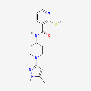 molecular formula C16H21N5OS B2590776 N-(1-(5-methyl-1H-pyrazol-3-yl)piperidin-4-yl)-2-(methylthio)nicotinamide CAS No. 2034207-76-4