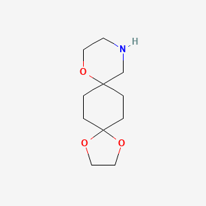 molecular formula C11H19NO3 B2590783 1,4,9-Trioxa-12-azadispiro[4.2.58.25]pentadecane CAS No. 2095831-15-3