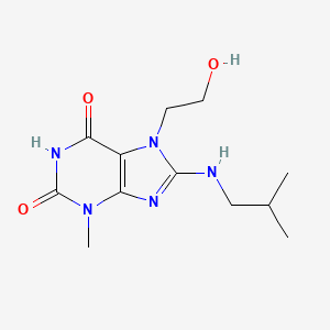 molecular formula C12H19N5O3 B2590788 7-(2-hydroxyethyl)-8-(isobutylamino)-3-methyl-1H-purine-2,6(3H,7H)-dione CAS No. 850730-18-6