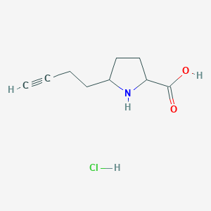 molecular formula C9H14ClNO2 B2590789 5-But-3-ynylpyrrolidine-2-carboxylic acid;hydrochloride CAS No. 2411200-03-6