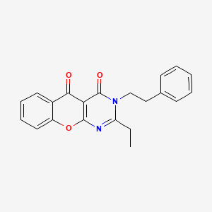 molecular formula C21H18N2O3 B2590790 2-ethyl-3-phenethyl-3H-chromeno[2,3-d]pyrimidine-4,5-dione CAS No. 896853-84-2
