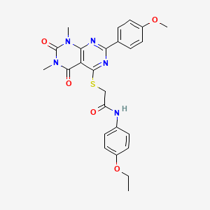 molecular formula C25H25N5O5S B2590791 N-(4-ethoxyphenyl)-2-((2-(4-methoxyphenyl)-6,8-dimethyl-5,7-dioxo-5,6,7,8-tetrahydropyrimido[4,5-d]pyrimidin-4-yl)thio)acetamide CAS No. 852168-53-7