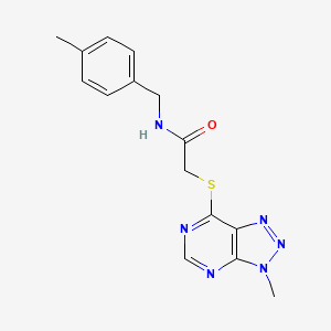 molecular formula C15H16N6OS B2590796 2-((3-methyl-3H-[1,2,3]triazolo[4,5-d]pyrimidin-7-yl)thio)-N-(4-methylbenzyl)acetamide CAS No. 1058495-72-9
