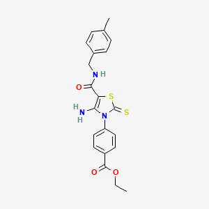 ethyl 4-(4-amino-5-((4-methylbenzyl)carbamoyl)-2-thioxothiazol-3(2H)-yl)benzoate