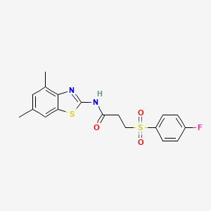 molecular formula C18H17FN2O3S2 B2590810 N-(4,6-dimethylbenzo[d]thiazol-2-yl)-3-((4-fluorophenyl)sulfonyl)propanamide CAS No. 895471-18-8