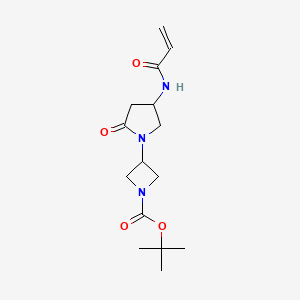 molecular formula C15H23N3O4 B2590823 Tert-butyl 3-[2-oxo-4-(prop-2-enoylamino)pyrrolidin-1-yl]azetidine-1-carboxylate CAS No. 2411261-64-6