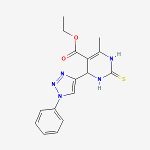 molecular formula C16H17N5O2S B2590828 ethyl 6-methyl-4-(1-phenyl-1H-1,2,3-triazol-4-yl)-2-sulfanylidene-1,2,3,4-tetrahydropyrimidine-5-carboxylate CAS No. 2123481-99-0