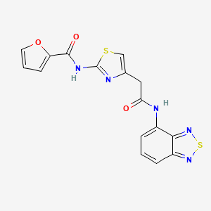 molecular formula C16H11N5O3S2 B2590829 N-(4-(2-(benzo[c][1,2,5]thiadiazol-4-ylamino)-2-oxoethyl)thiazol-2-yl)furan-2-carboxamide CAS No. 1203288-83-8