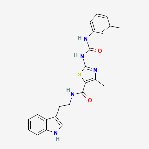 molecular formula C23H23N5O2S B2590842 N-(2-(1H-indol-3-yl)ethyl)-4-methyl-2-(3-(m-tolyl)ureido)thiazole-5-carboxamide CAS No. 941886-39-1