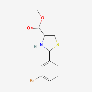 molecular formula C11H12BrNO2S B2590847 Methyl 2-(3-bromophenyl)-1,3-thiazolidine-4-carboxylate CAS No. 2168455-22-7